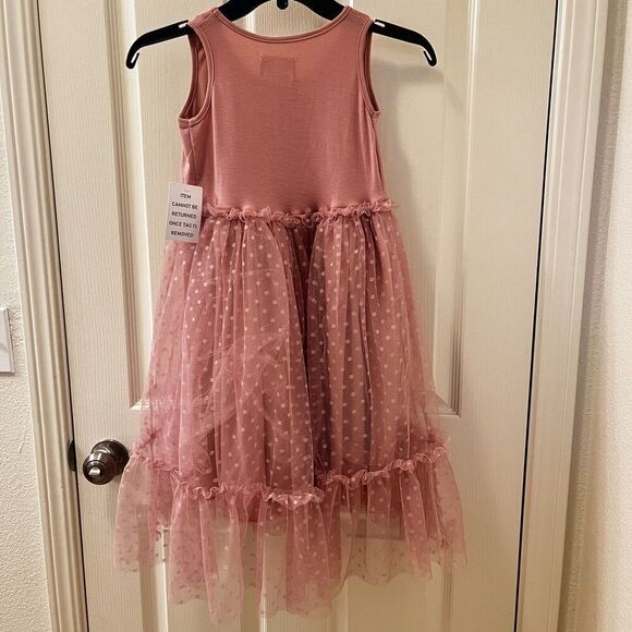 Joyfolie Mia Joy Leila Tulle Dress in Mauve Pink Polka Dots Girls Size 10 NWT - Picture 10 of 13